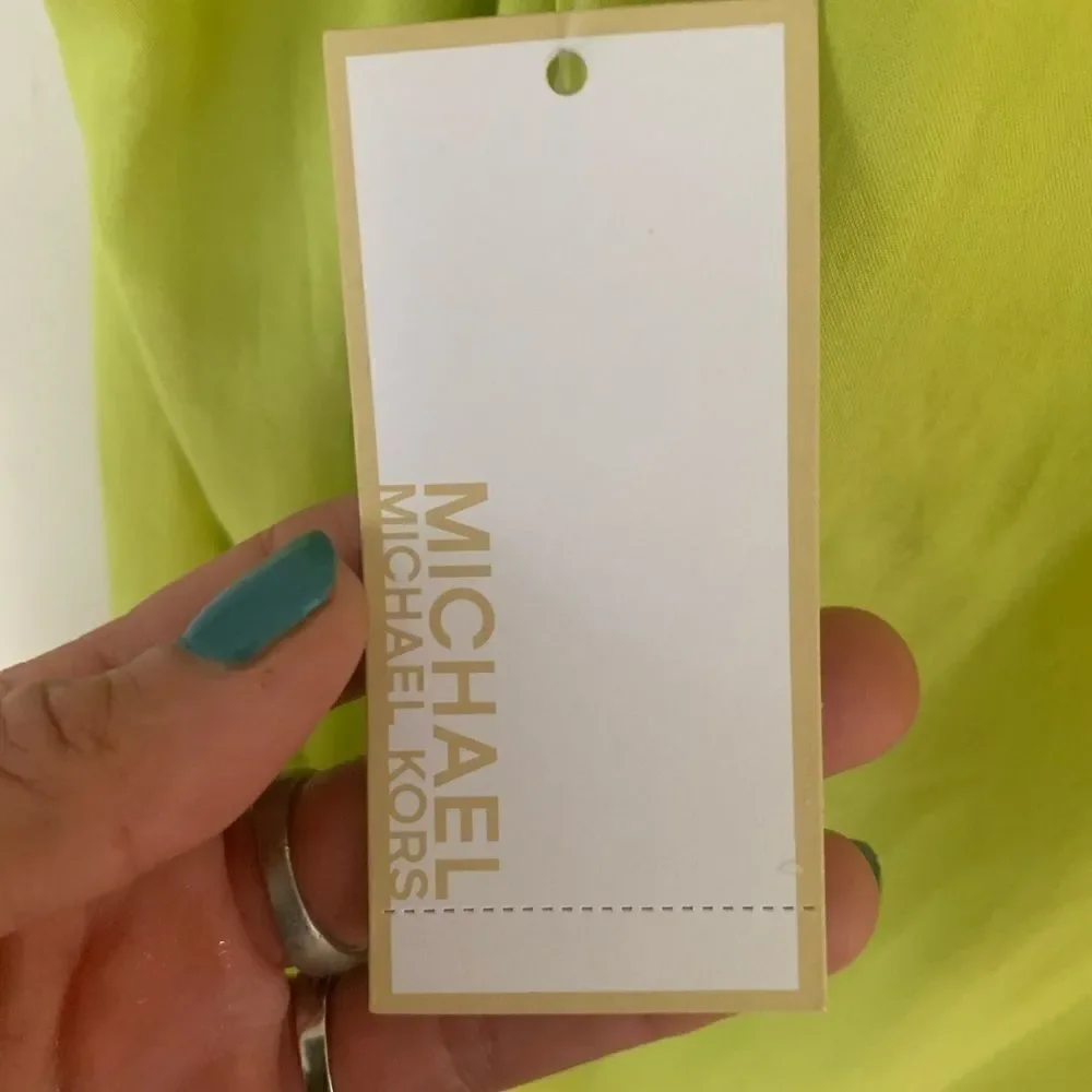 NWT MICHEAL KORS LIME GREEN ZIP FRONT TUNIC TOP